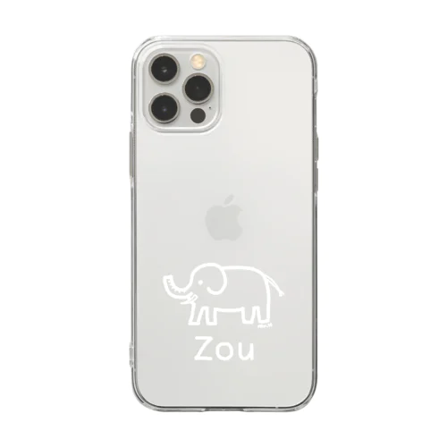 Zou (ゾウ) 白デザイン Soft Clear Smartphone Case