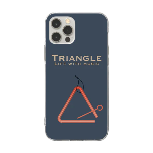 トライアングル（ネイビー）　楽器スマホケース Soft Clear Smartphone Case