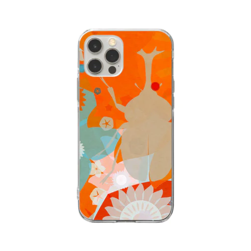 オレンジとカブトムシ Soft Clear Smartphone Case