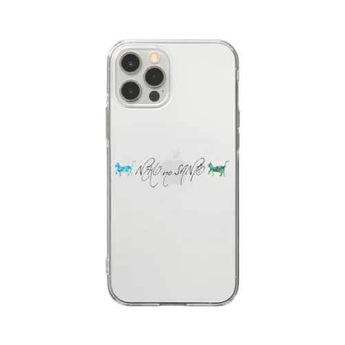 NEKO no SANPO〈水色・緑〉 Soft Clear Smartphone Case