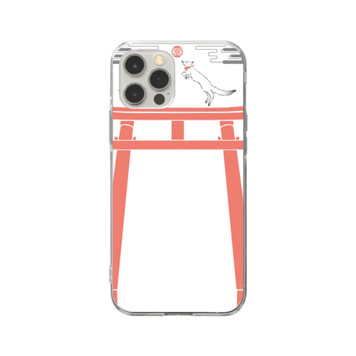 狐の手毬唄 狛狐 Soft Clear Smartphone Case