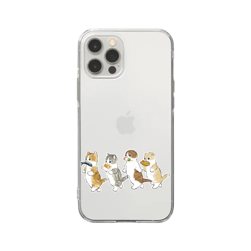 花より団子にゃん Soft Clear Smartphone Case