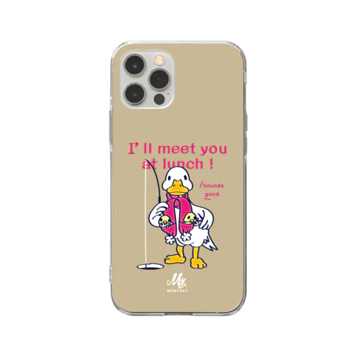 CT76あひるのおひるさんのサカナ釣り*ブラウン Soft Clear Smartphone Case