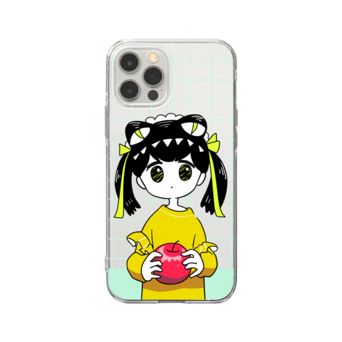 リンゴを持った女の子 Soft Clear Smartphone Case