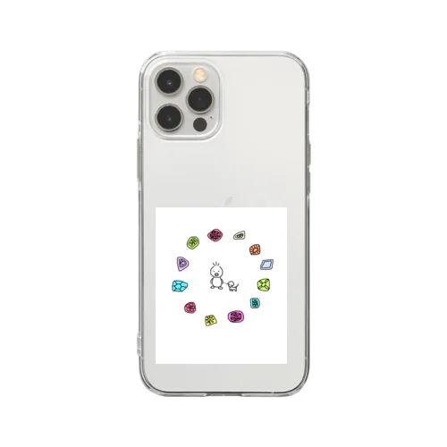 あひる×いぬ おさんぽ　ドロップver. Soft Clear Smartphone Case