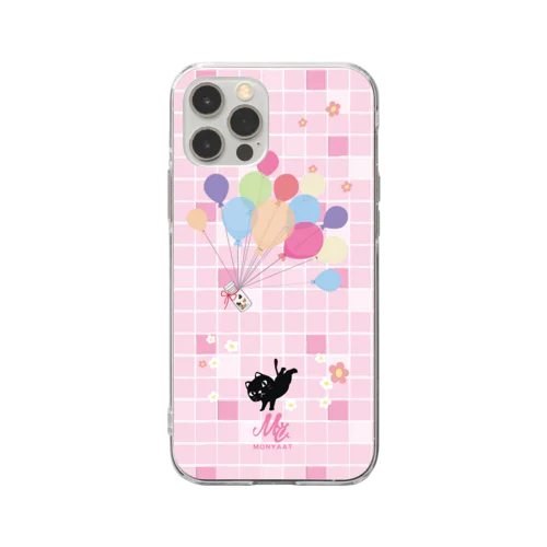 1902 やみねこ*風船の種 Soft Clear Smartphone Case