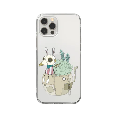 スチパンうさぎ(多肉植物) Soft Clear Smartphone Case