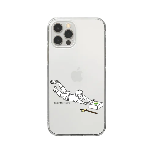 野球×豆腐　 Soft Clear Smartphone Case