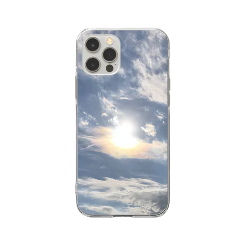 秋　秋の空　海辺　太陽 Soft Clear Smartphone Case
