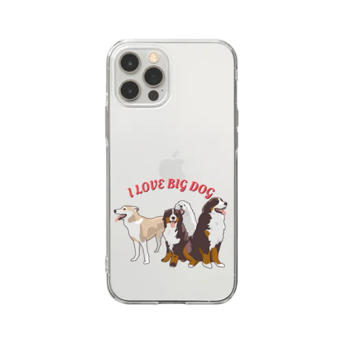 バーニーズとピレネー　大型犬のイラスト Soft Clear Smartphone Case