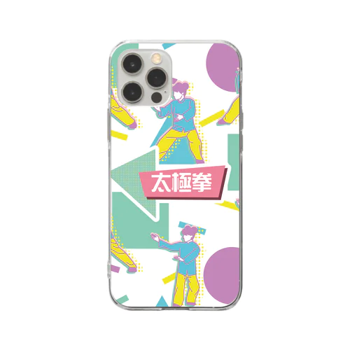 白背景【80年代風】太極拳  Soft Clear Smartphone Case