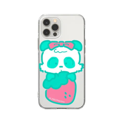 春パンダ みどり Soft Clear Smartphone Case