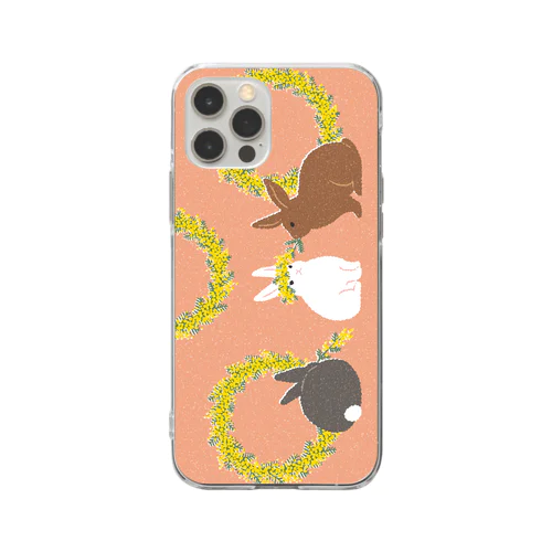 ウサギとミモザ Soft Clear Smartphone Case