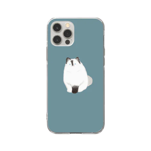 青い目の長毛猫 Soft Clear Smartphone Case