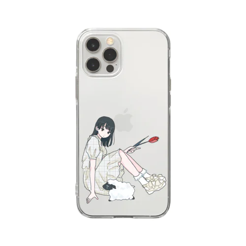 tulip girl （color） Soft Clear Smartphone Case