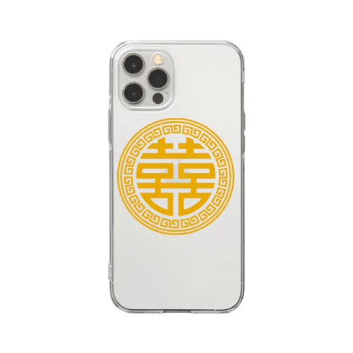 (黄)丸双喜紋(喜喜) Soft Clear Smartphone Case