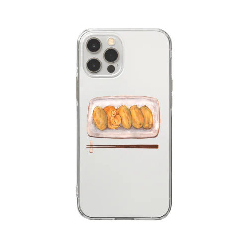 ウサギといなり寿司（いきもの×たべものシリーズ） Soft Clear Smartphone Case