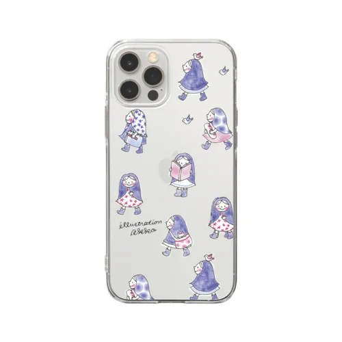 お散歩ずきんPurple Soft Clear Smartphone Case