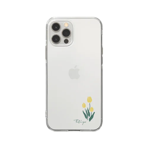 白地　tulip Soft Clear Smartphone Case