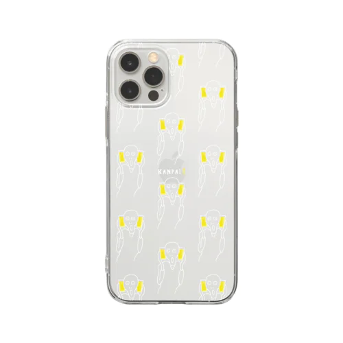名画 × BEER（ムンクの叫び）白線画-透明pattern Soft Clear Smartphone Case