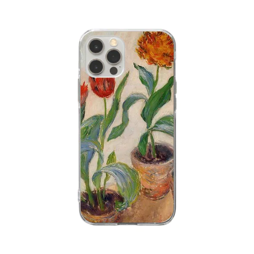 クロードモネ　Three Pots of Tulips Soft Clear Smartphone Case