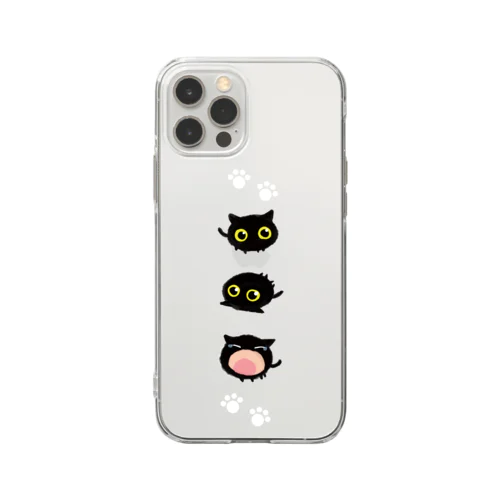 黒猫まりもふぉるむ Soft Clear Smartphone Case