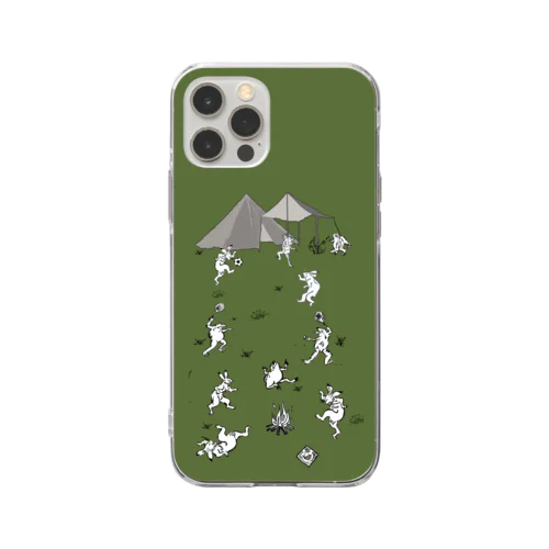 野営(キャンプ)モスグリーン Soft Clear Smartphone Case