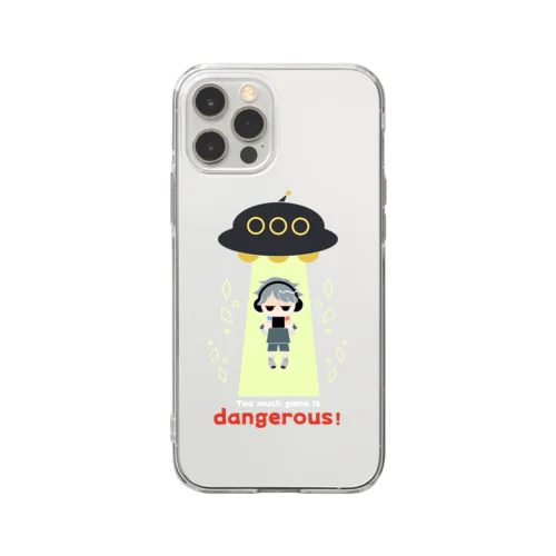 ゲームのし過ぎは危険だよ！ Soft Clear Smartphone Case