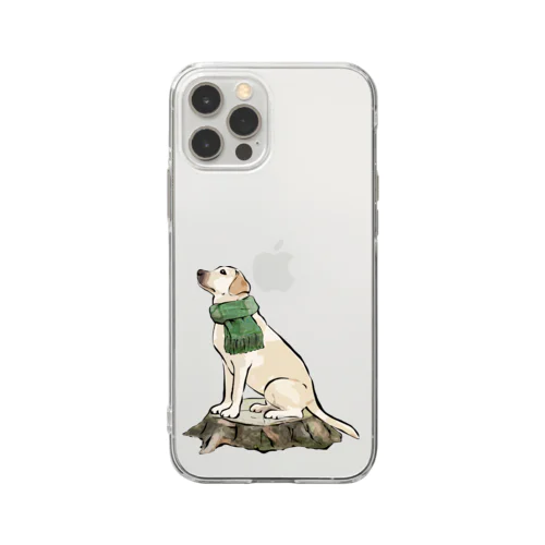 マフラー犬　ラブラドルレトリバー Soft Clear Smartphone Case