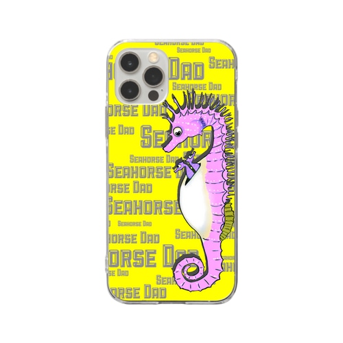 Seahorse Dad ピンク Soft Clear Smartphone Case