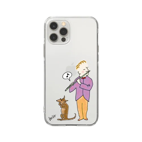 wibb-笛吹きと犬 Soft Clear Smartphone Case