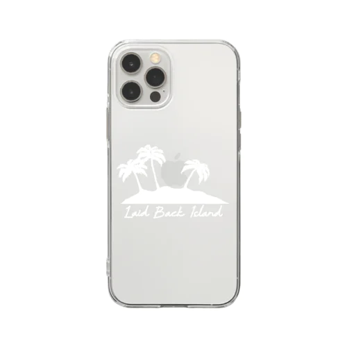 島とヤシの木　ホワイト Soft Clear Smartphone Case