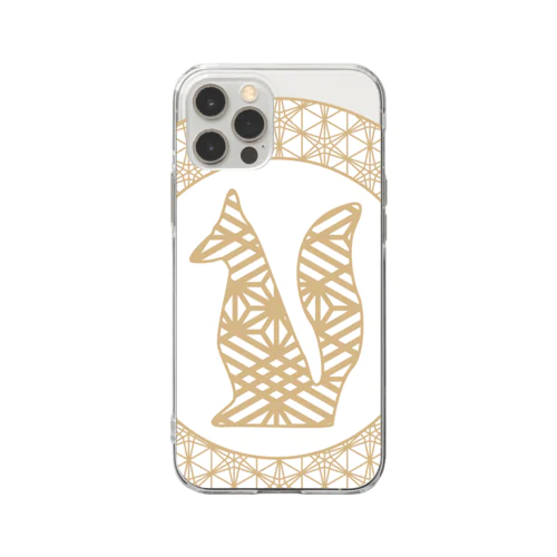 組子細工狐 Soft Clear Smartphone Case