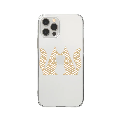 組子細工狐 Soft Clear Smartphone Case