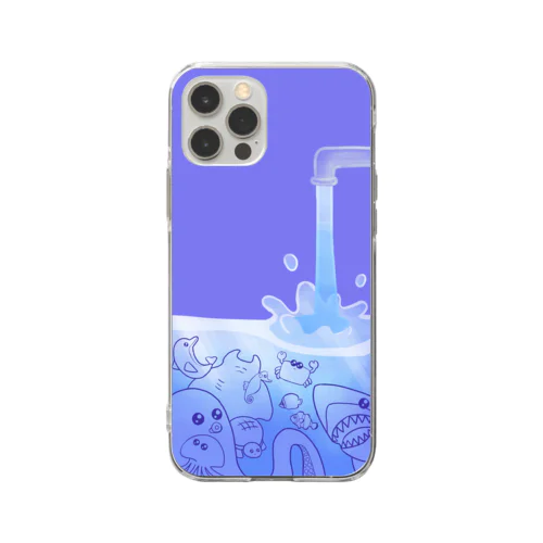 水没しちゃった！ Soft Clear Smartphone Case