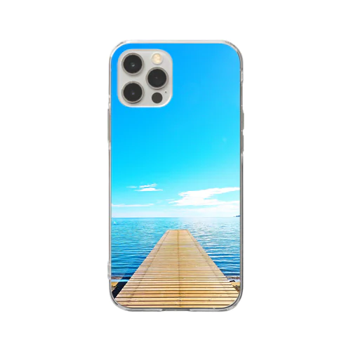 佐渡島・佐和田海岸の桟橋 Soft Clear Smartphone Case