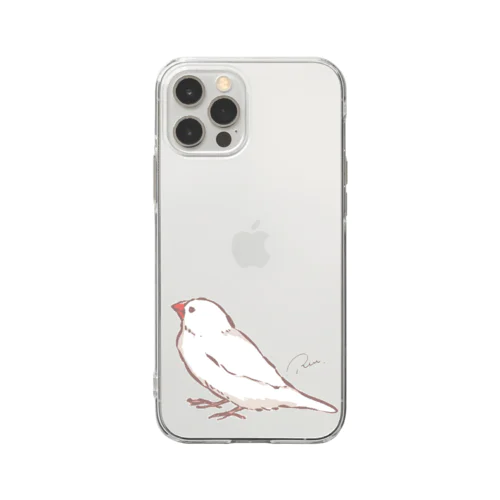 見つめる文鳥 Soft Clear Smartphone Case