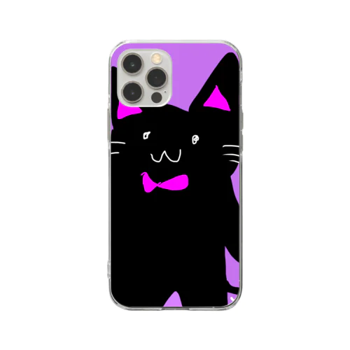 黒猫のクロ Soft Clear Smartphone Case