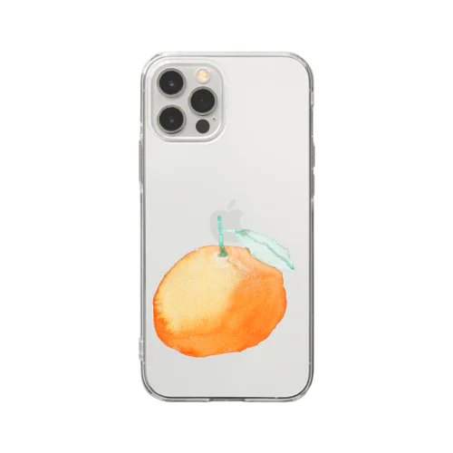 水彩 オレンジ Soft Clear Smartphone Case