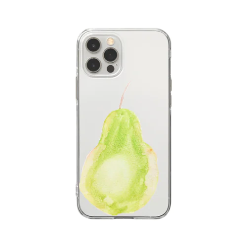 水彩 洋なし Soft Clear Smartphone Case