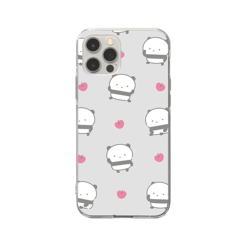 子パンダとりんごがいっぱい Soft Clear Smartphone Case