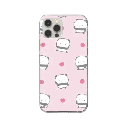 子パンダとりんごがいっぱい Soft Clear Smartphone Case