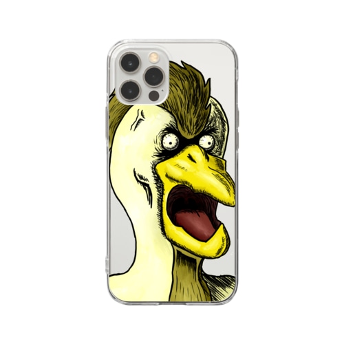 NFT風の鶏 ~Bird Face Is Scary ~ Soft Clear Smartphone Case