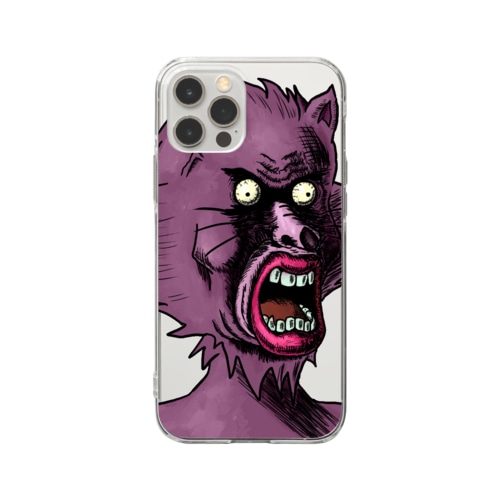 NFT風の狼 ~Wolf Face Is Scary~ Soft Clear Smartphone Case