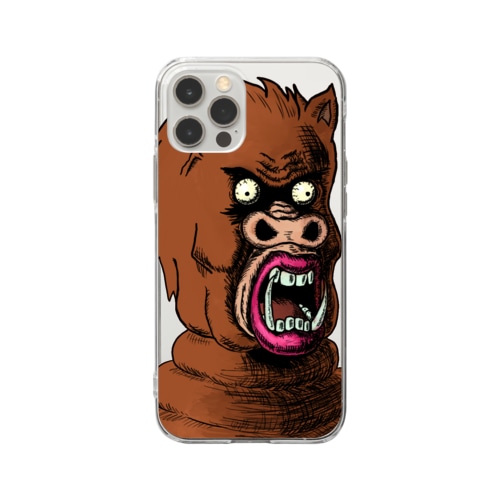 NFT風の猪 ~Boar Face Is Scary~ Soft Clear Smartphone Case