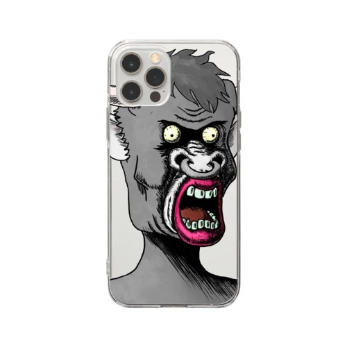 NFT風の牛 ~Cow Face Is Scary~ Soft Clear Smartphone Case