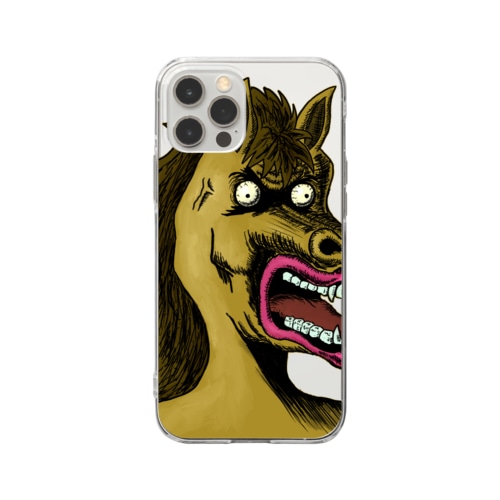 NFT風の馬 ~Horse Face Is Scary~ Soft Clear Smartphone Case