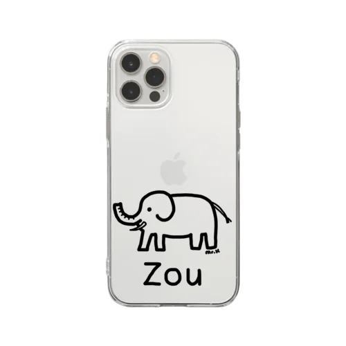 Zou (ゾウ) 黒デザイン Soft Clear Smartphone Case