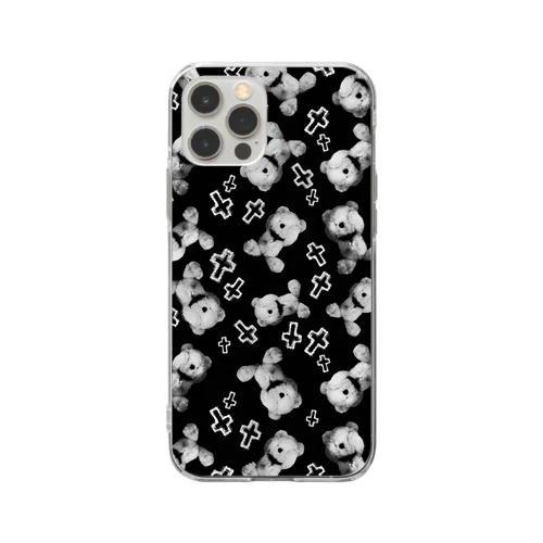 Peek-a-boo CROSS Teddy Monochrome Random MINI Soft Clear Smartphone Case