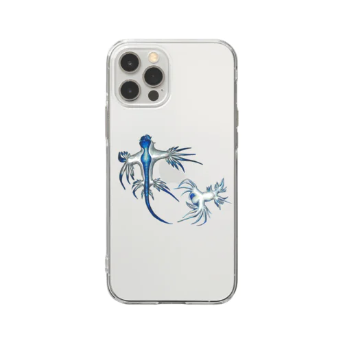 [森図鑑] アオミノウミウシ2匹バージョン Soft Clear Smartphone Case